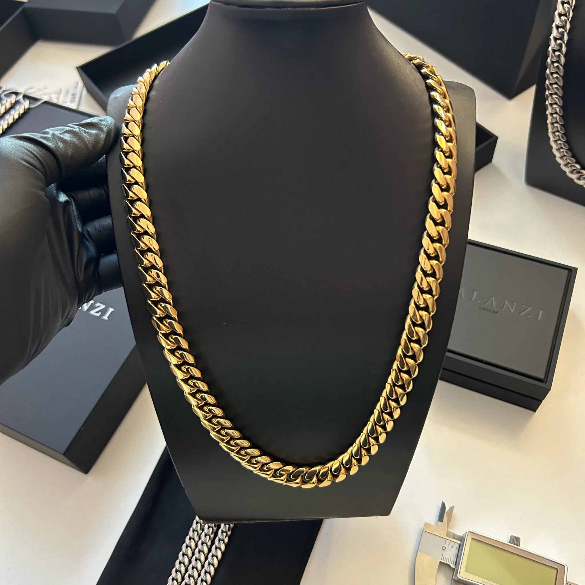 BALANZI 12mm gold Cuban link chain — product close-up