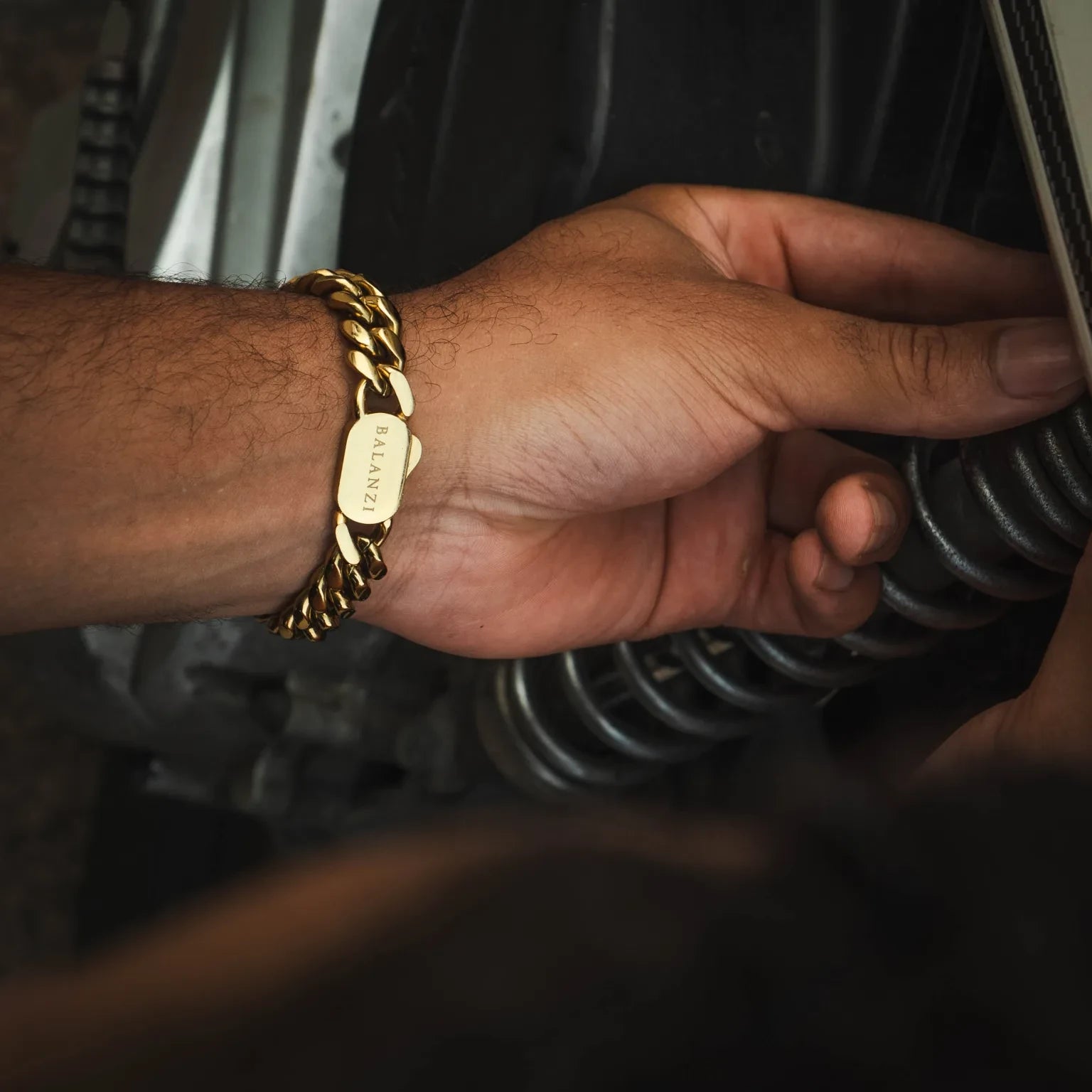 BALANZI 12mm Cuban link bracelet on the wrist — lifestyle
