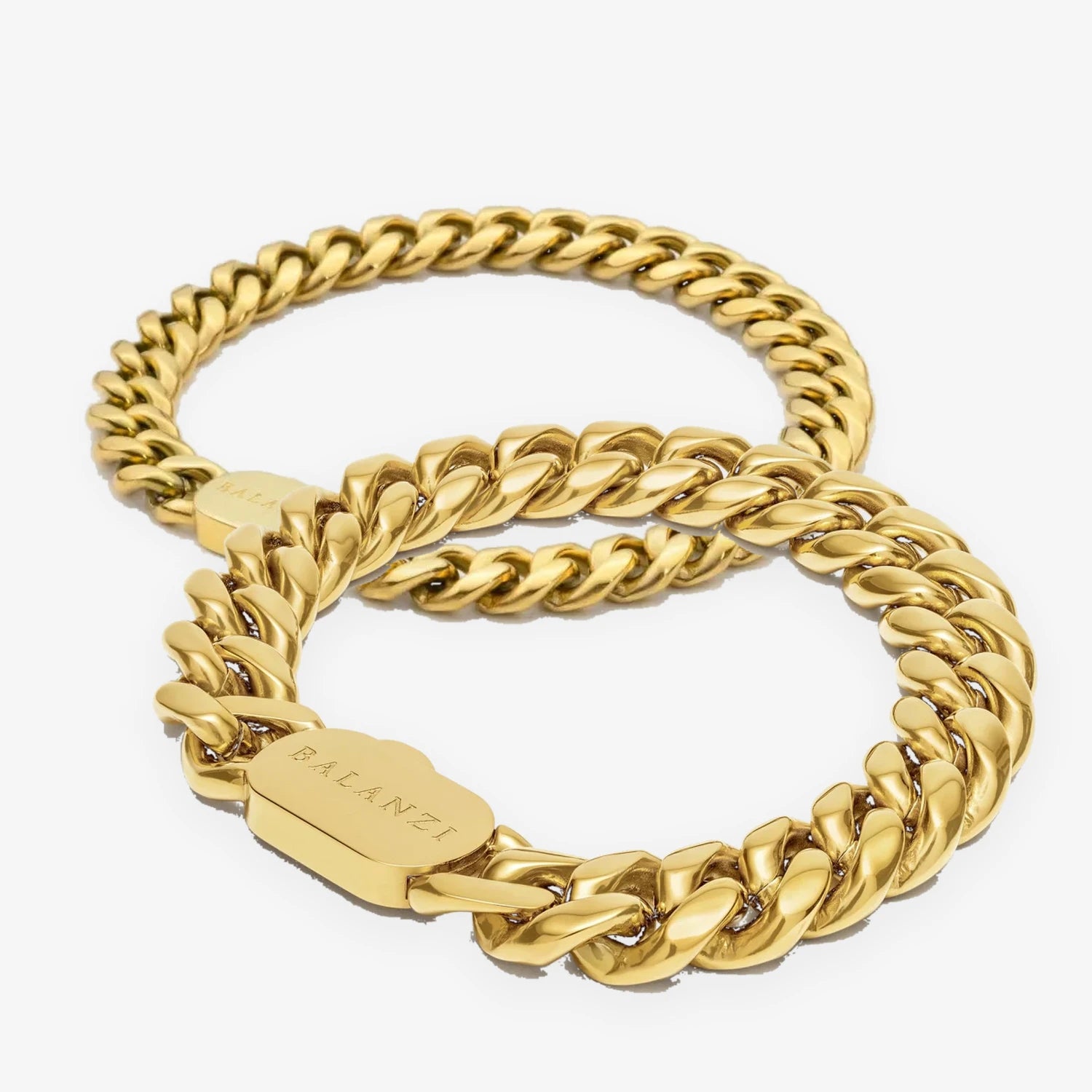 The Contrast Stack — 12mm + 8mm Cuban link bracelets stacked